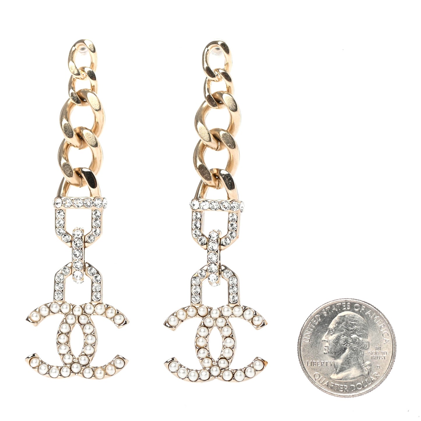 Metal Crystal CC Vendome CC Dangle Earrings Gold
