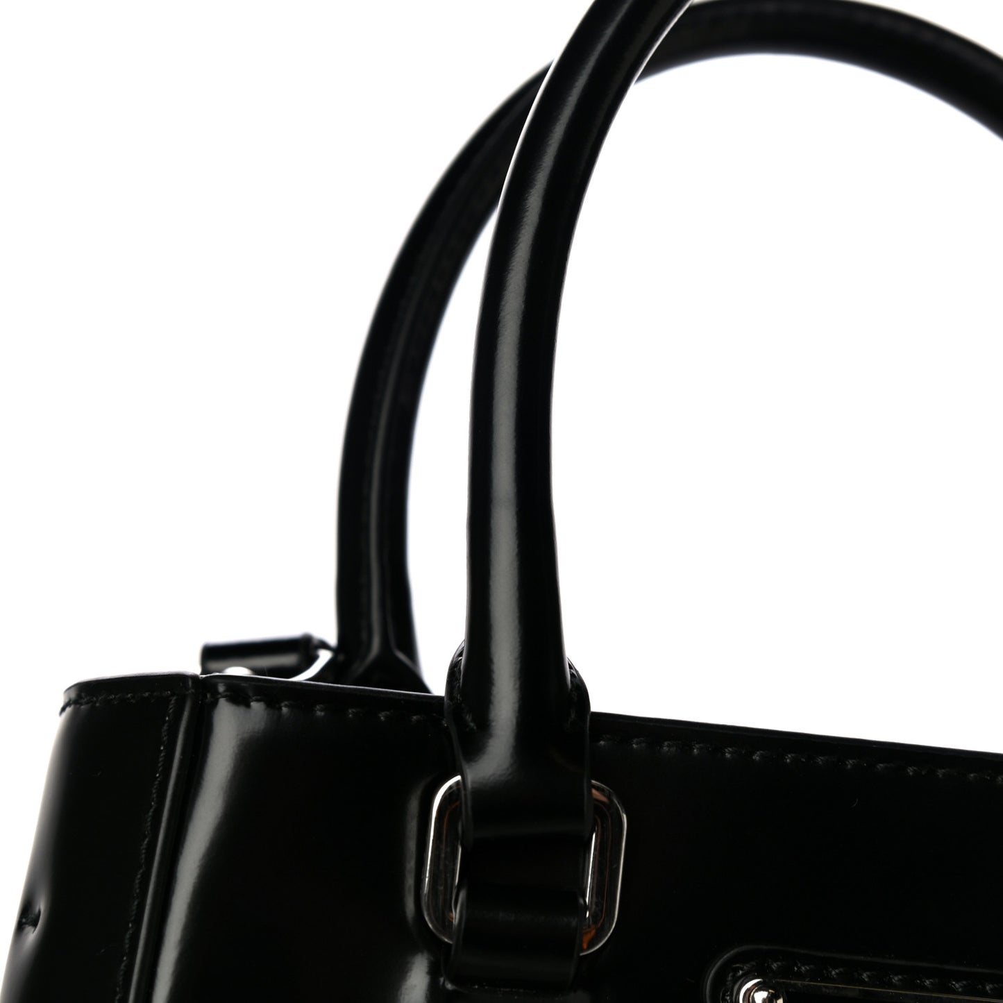 Spazzolato Triangle Small Double Handle Crossbody Tote Black