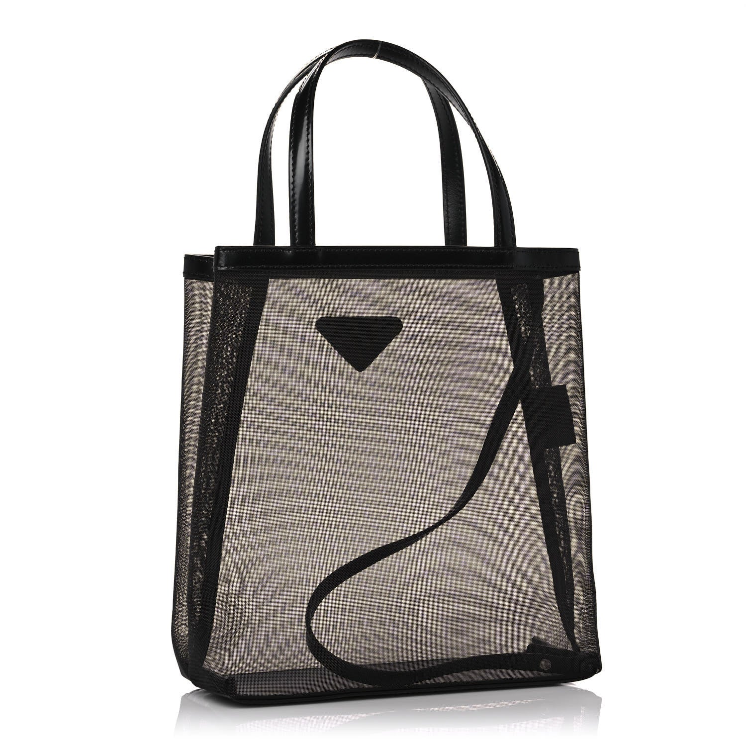 Prada Mesh Small Tote Bag Black 4 of 14