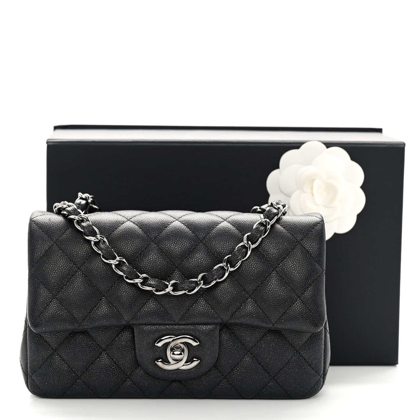 Caviar Quilted Mini Rectangular Flap Black