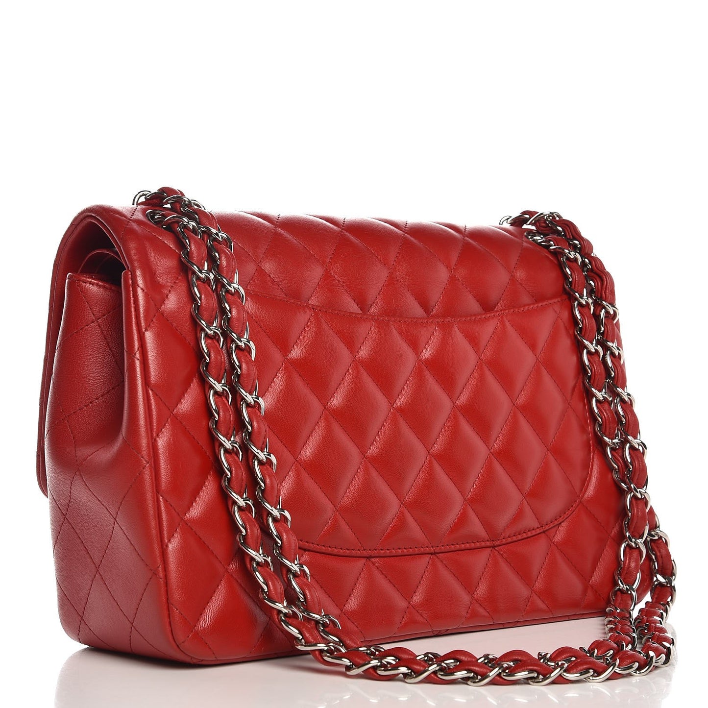 Lambskin Quilted Jumbo Double Flap Red