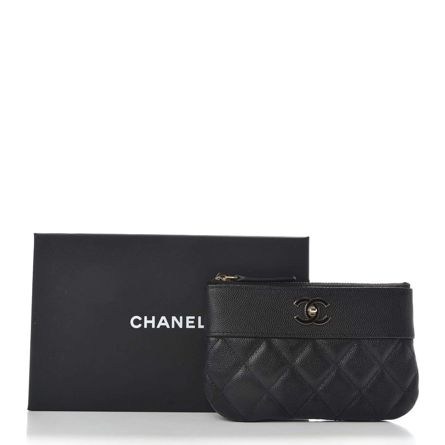 Caviar Quilted Small Vintage Mademoiselle Cosmetic Case Black