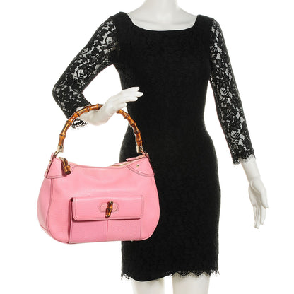 Gucci Calfskin Bamboo Top Handle Bag Pink 2 of 7