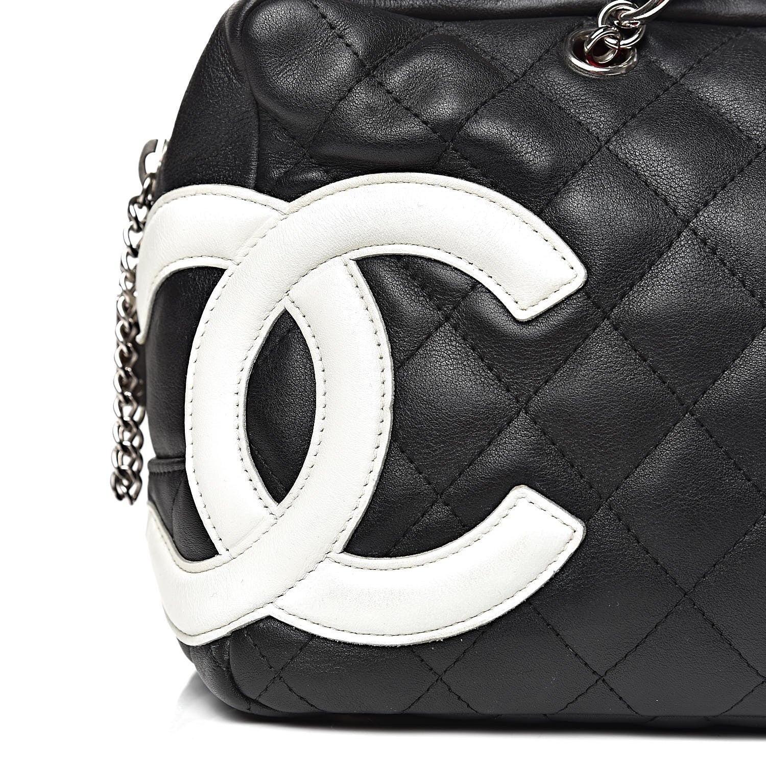 Chanel Calfskin Quilted Large Cambon Bowler Black White 14 of 14