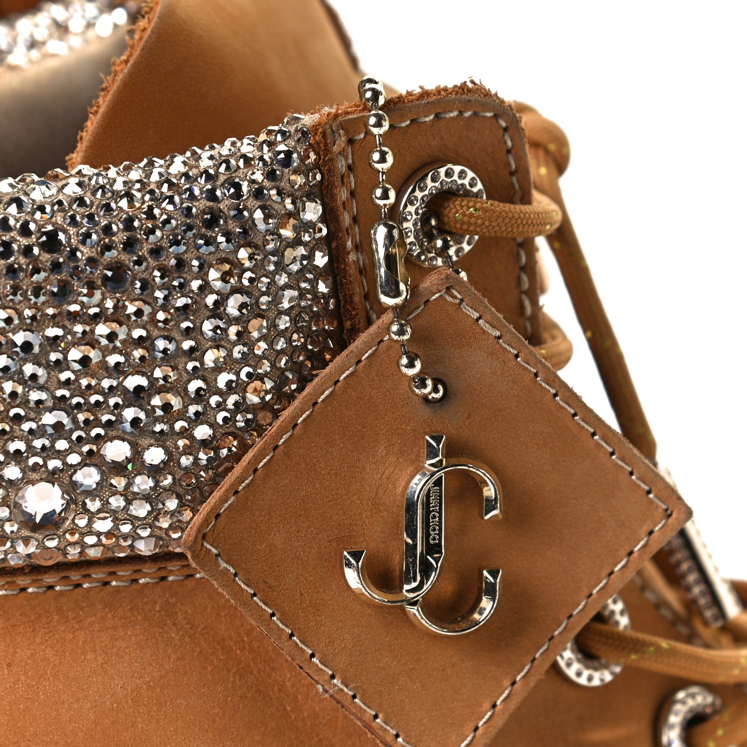 Jimmy Choo X TIMBERLAND Nubuck Swarovski Crystal Mens Ankle Boots 12 Wheat 9 of 10