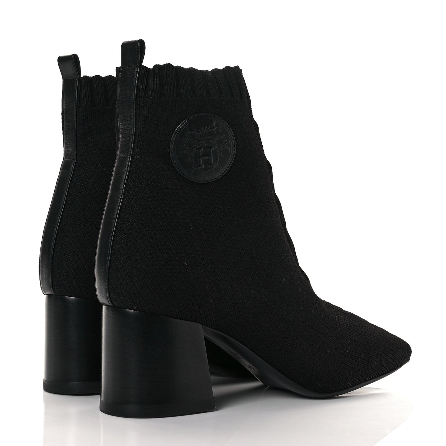 Knit Calfskin Volver Ankle Boots 37.5 Black