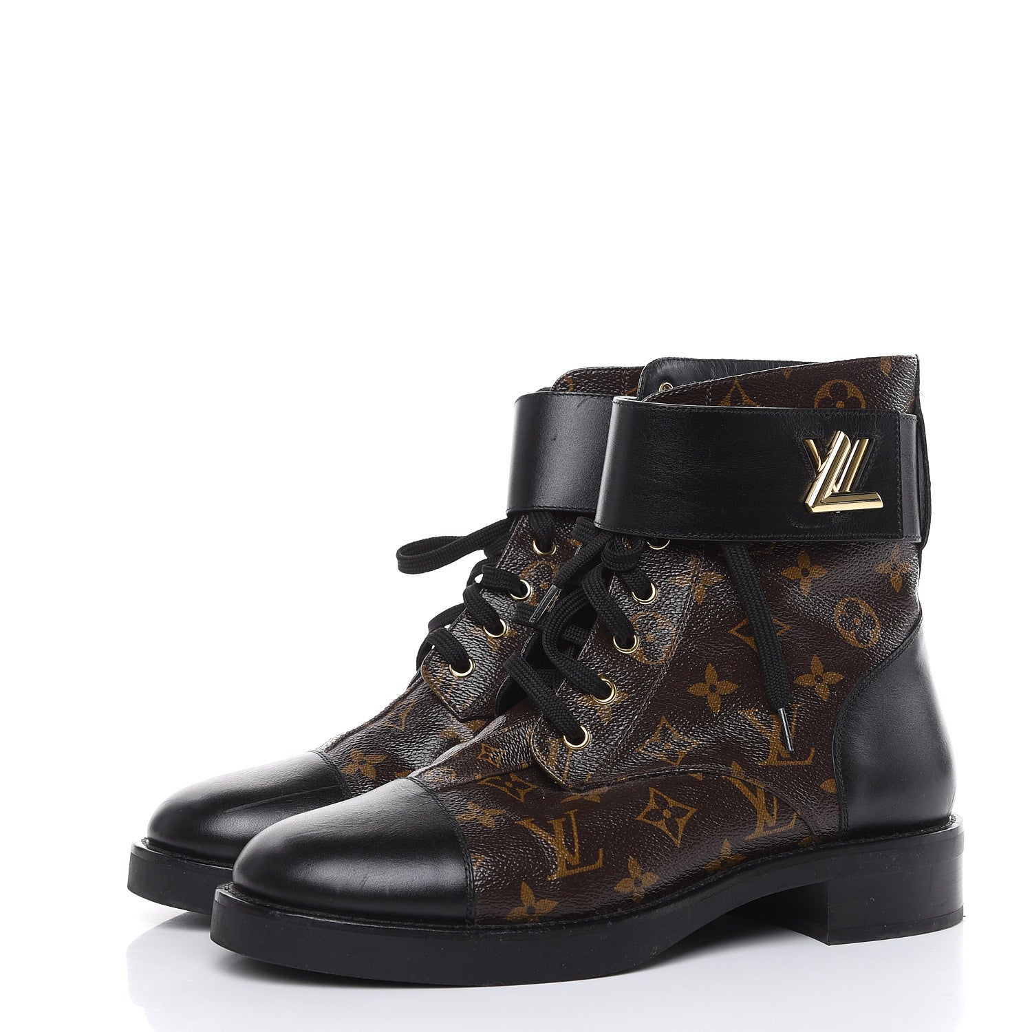 Louis Vuitton Calfskin Monogram Wonderland Flat Ranger Boots 41 Black 3 of 14