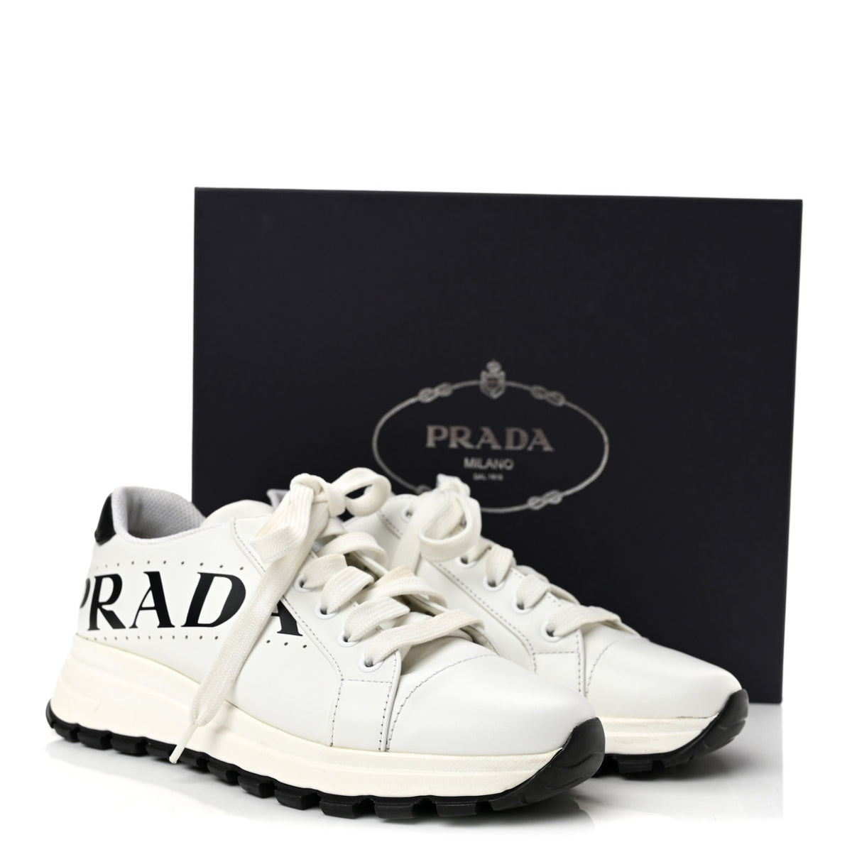 Prada Vitello Soft Logo Sneakers 36 White 10 of 10