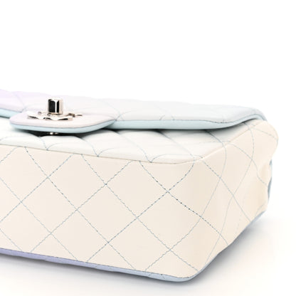 Chanel Perforated Lambskin Quilted Mini Rectangular Flap Light Blue Light Purple White 10 of 11