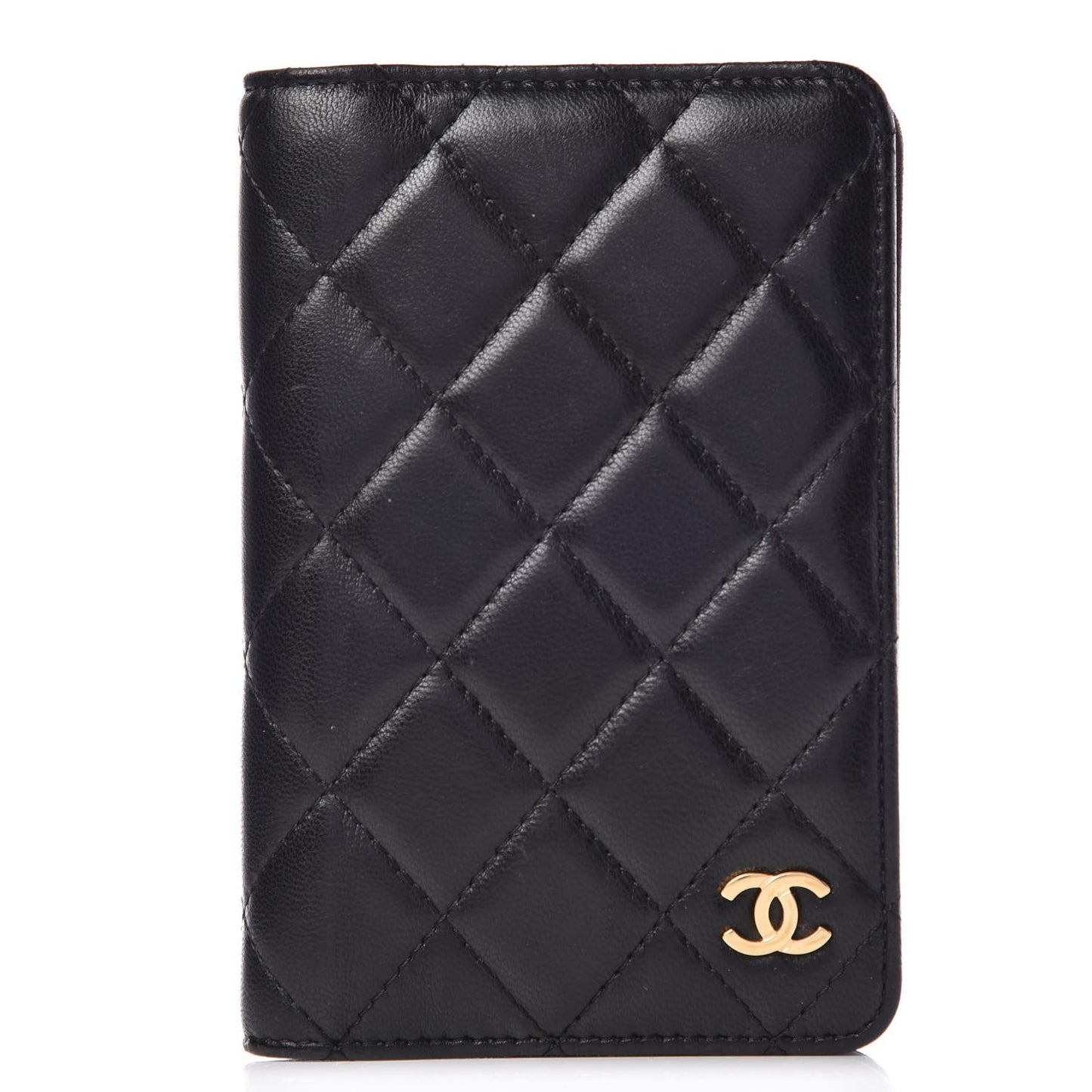 Lambskin Quilted Passport Holder Black