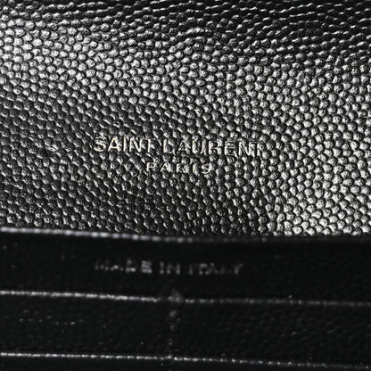 Saint Laurent Grain De Poudre Matelasse Chevron Monogram Flap Wallet Black 6 of 9