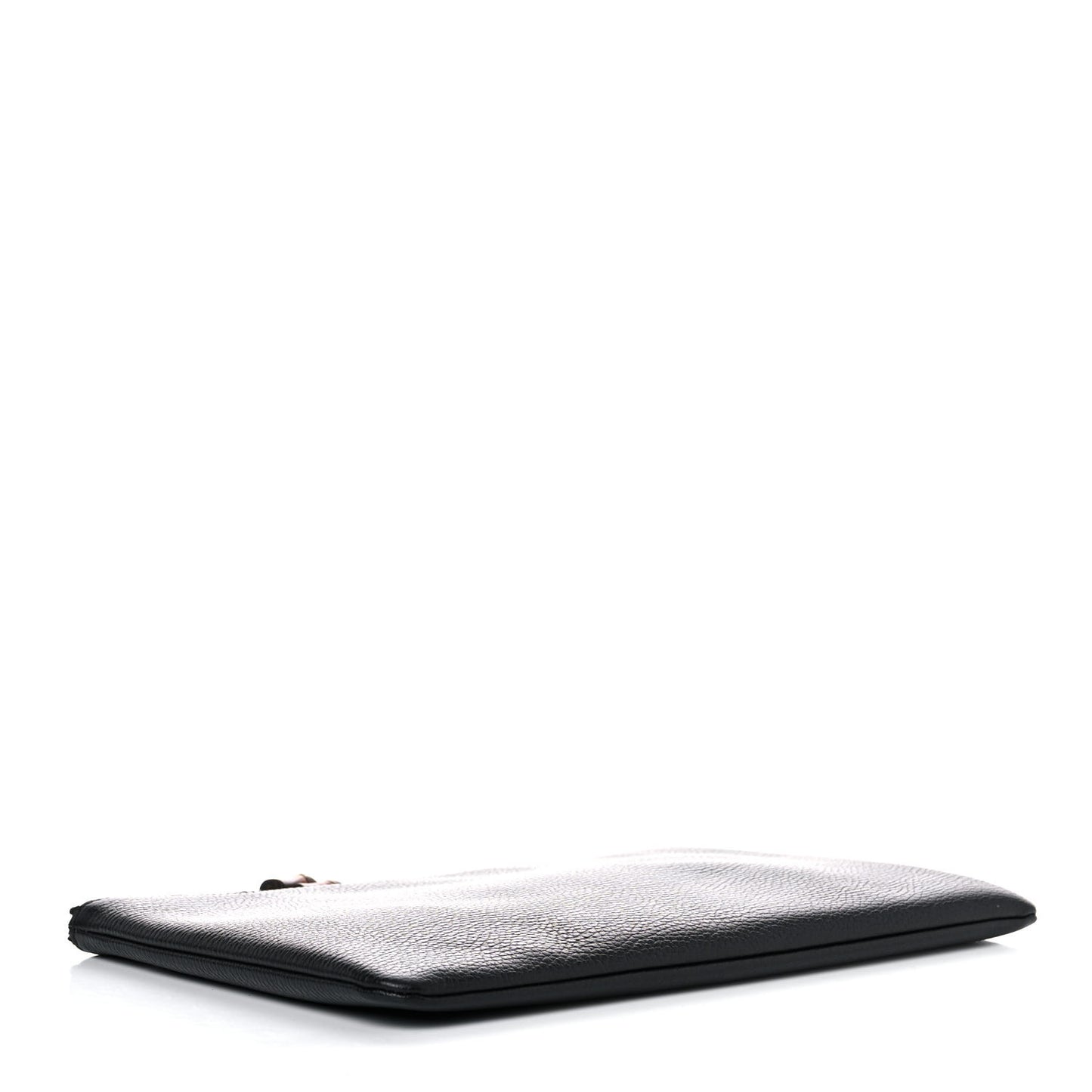 Pebbled Calfskin Large Bamboo Clutch Black