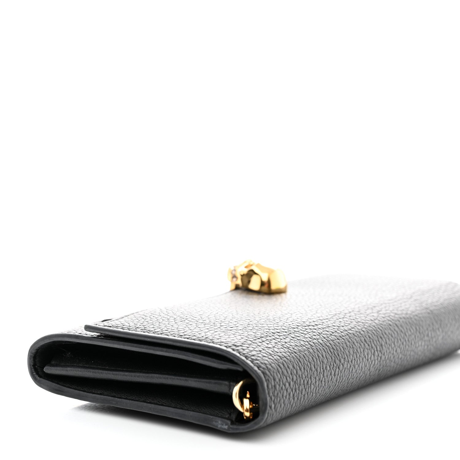 Alexander McQueen Pebbled Calfskin Skull Wallet on Chain Black 10 of 13