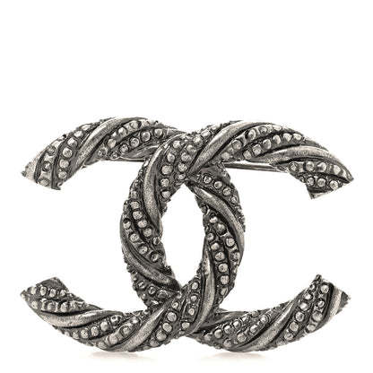 Chanel Ruthenium Twisted CC Brooch Silver 1 of 3