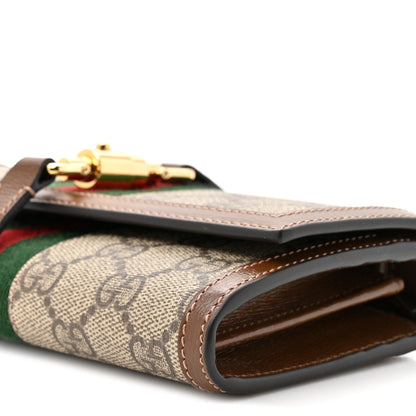 Gucci GG Supreme Monogram Azalea Calfskin Web Jackie 1961 Chain Wallet Beige Ebony Brown Sugar 10 of 12