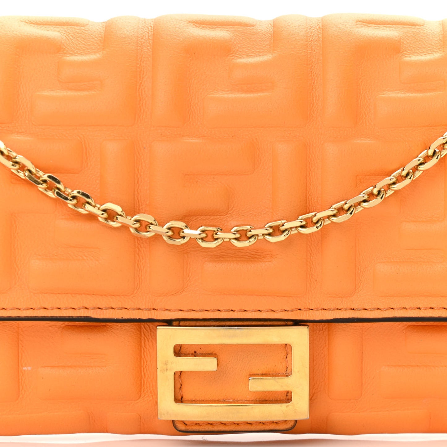 Nappa Matisse FF Embossed Continental Wallet On Chain Clementine