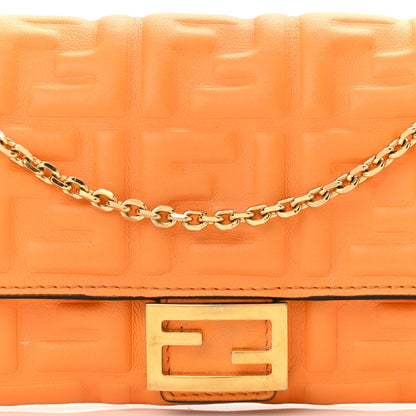 Fendi Nappa Matisse FF Embossed Continental Wallet On Chain Clementine 10 of 15