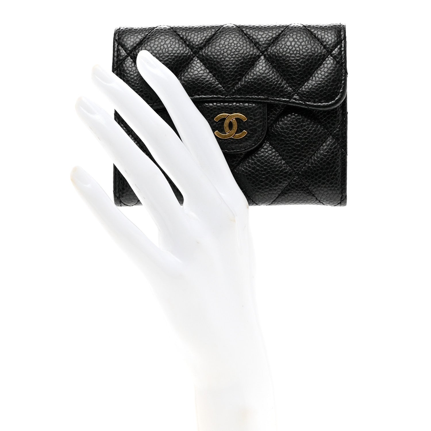 Chanel Caviar Quilted Flap Card Holder Wallet Black 3 of 9