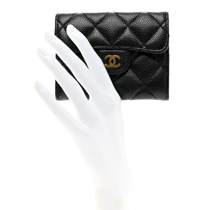 Chanel Caviar Quilted Flap Card Holder Wallet Black 3 of 9