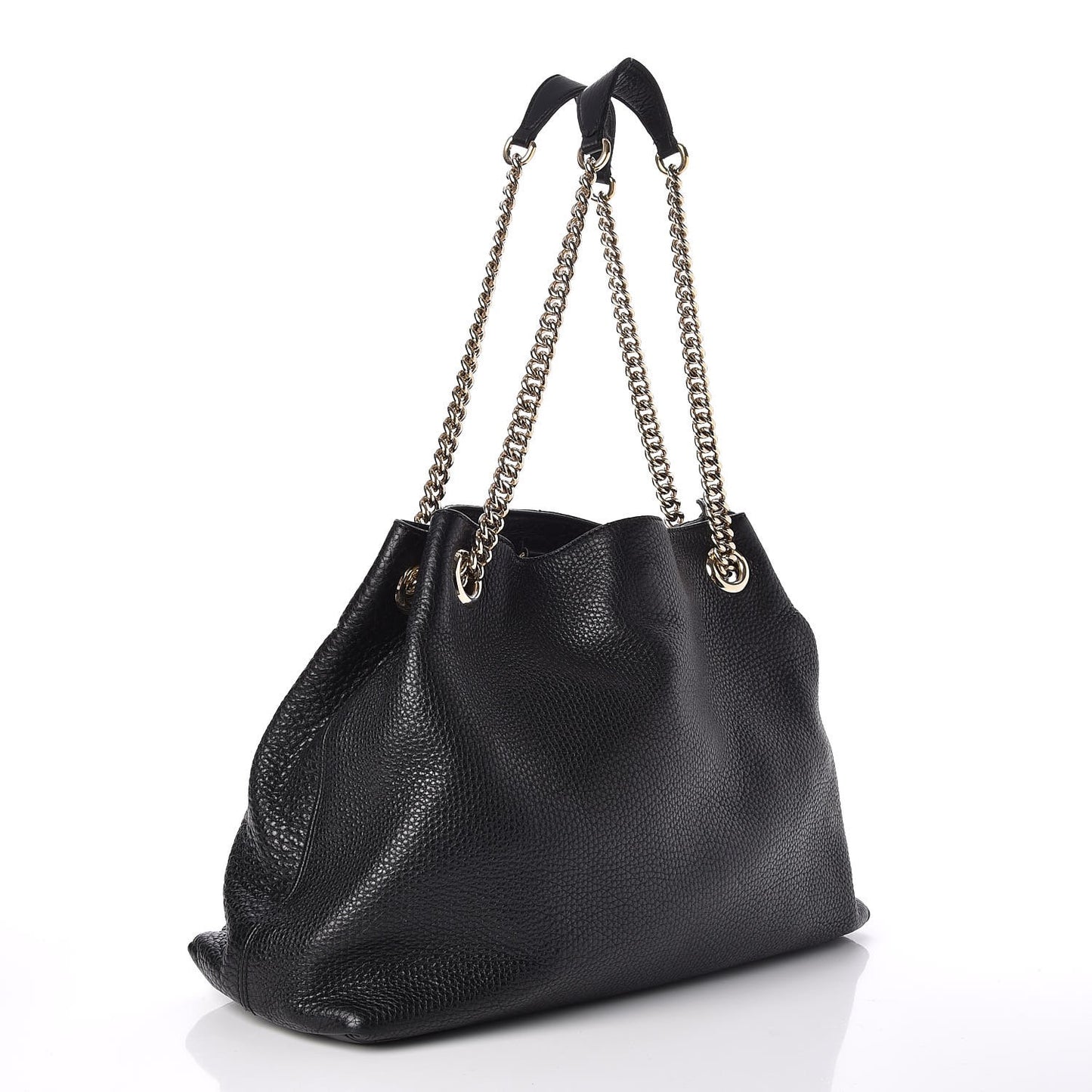 Pebbled Calfskin Medium Soho Chain Shoulder Bag Black
