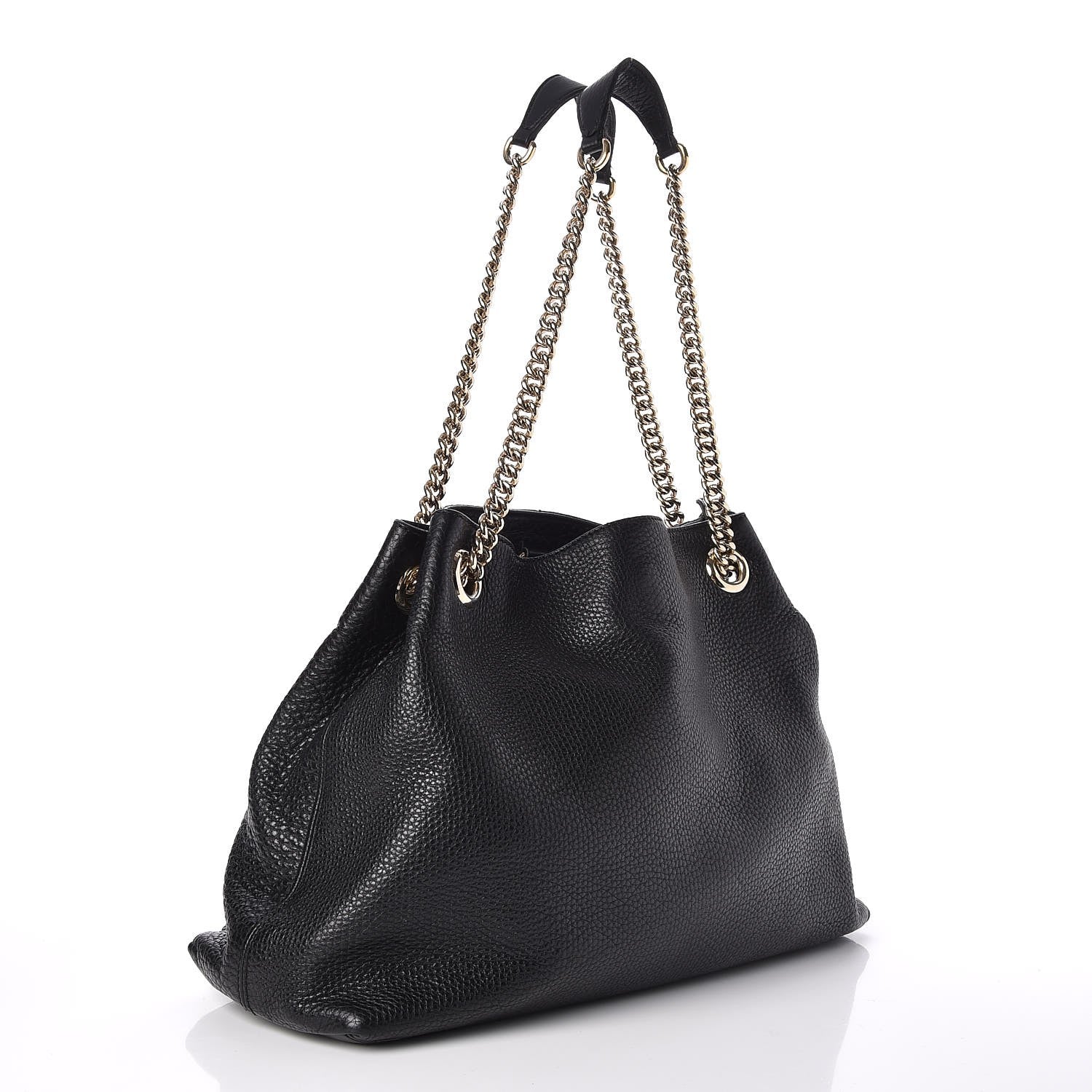 Gucci Pebbled Calfskin Medium Soho Chain Shoulder Bag Black 3 of 7