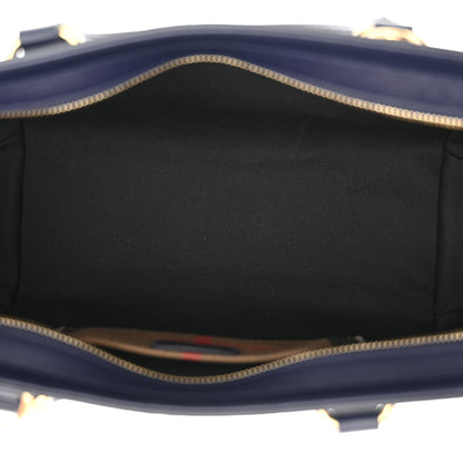 Burberry Calfskin Mega Check Small Banwell Tote Dark Canvas Blue 5 of 9
