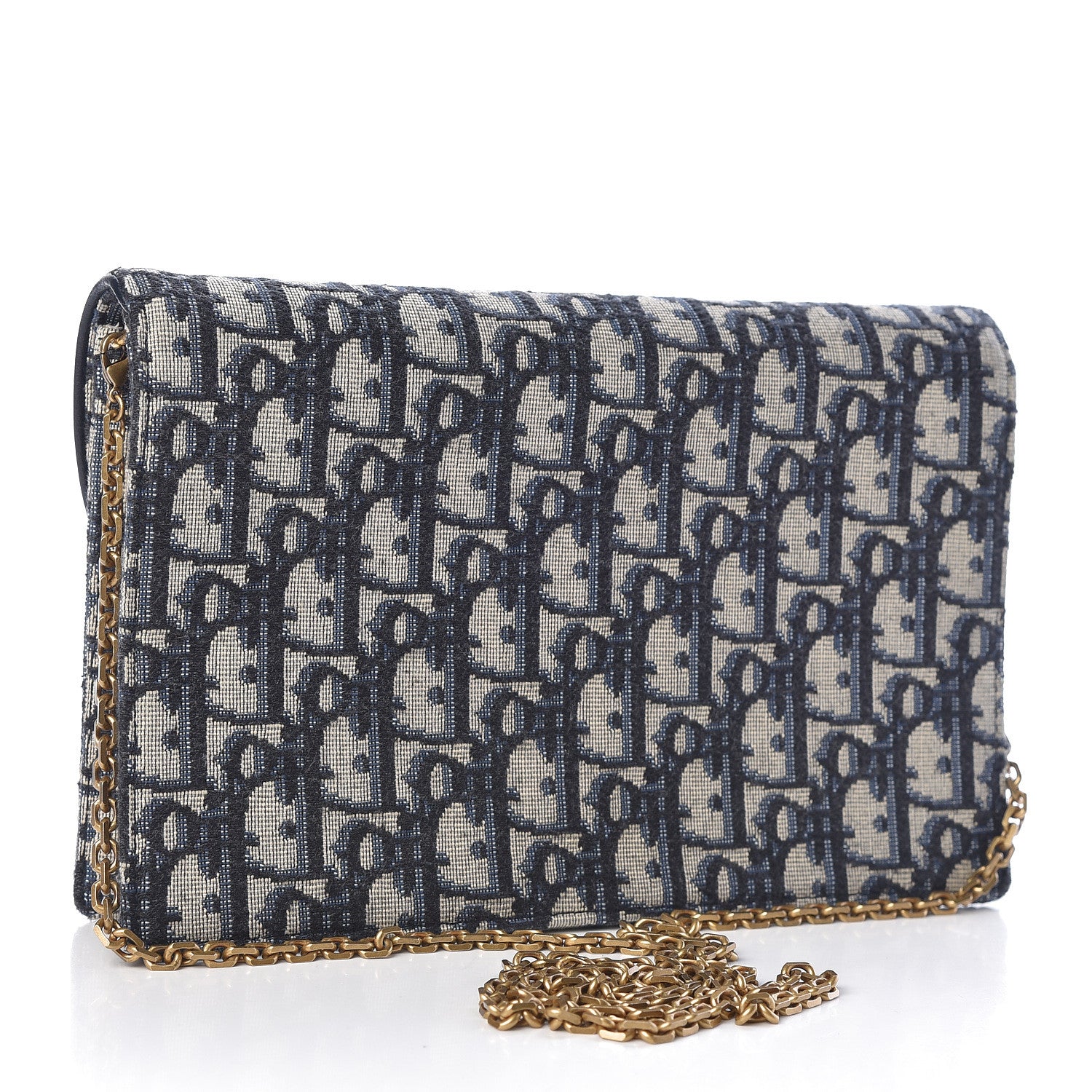 Christian Dior Oblique Saddle Chain Pouch Blue 3 of 9