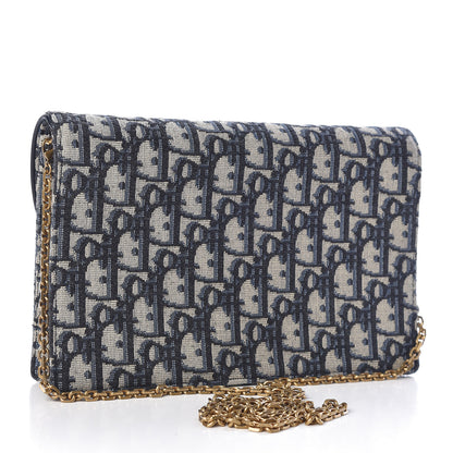 Christian Dior Oblique Saddle Chain Pouch Blue 3 of 9