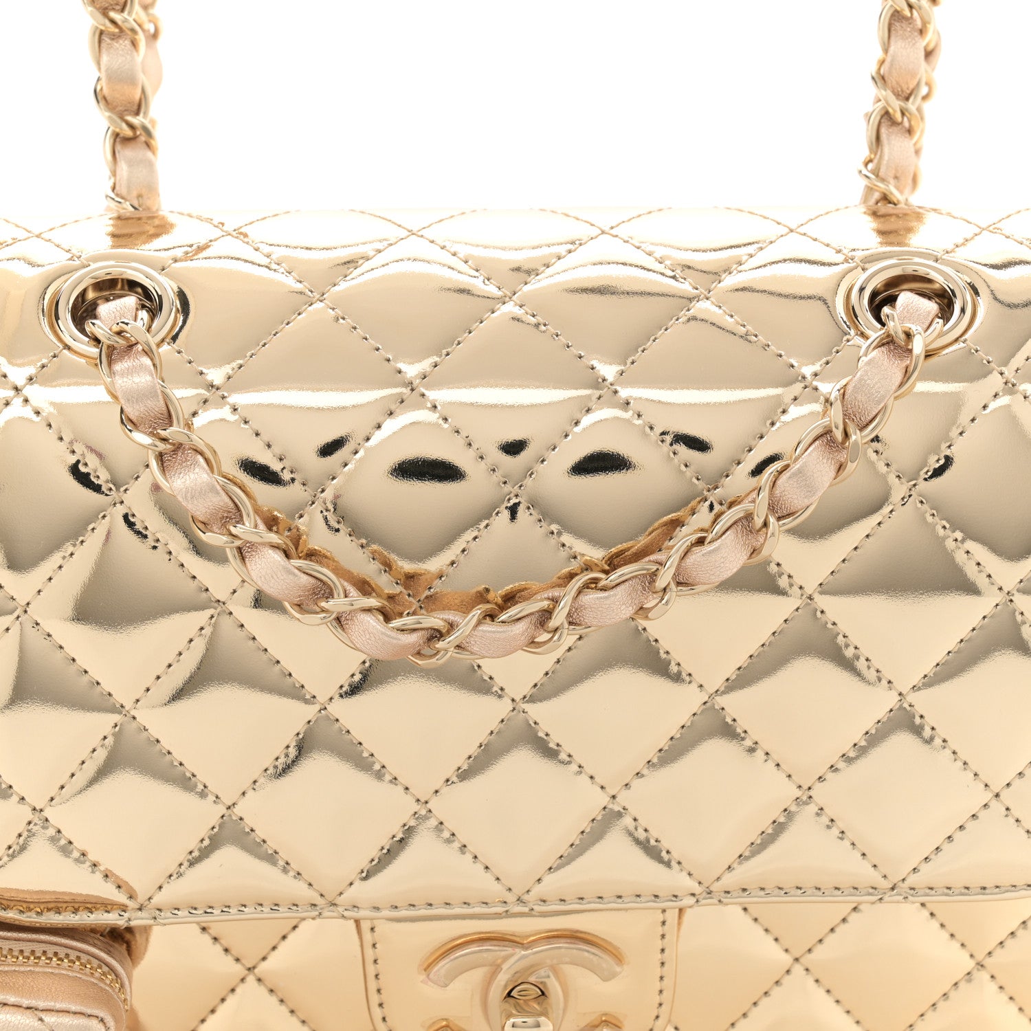 Chanel Mirror Calfskin Metallic Calfskin Quilted Hollywood Boulevard Backpack With Coin Purse Gold 9 of 12