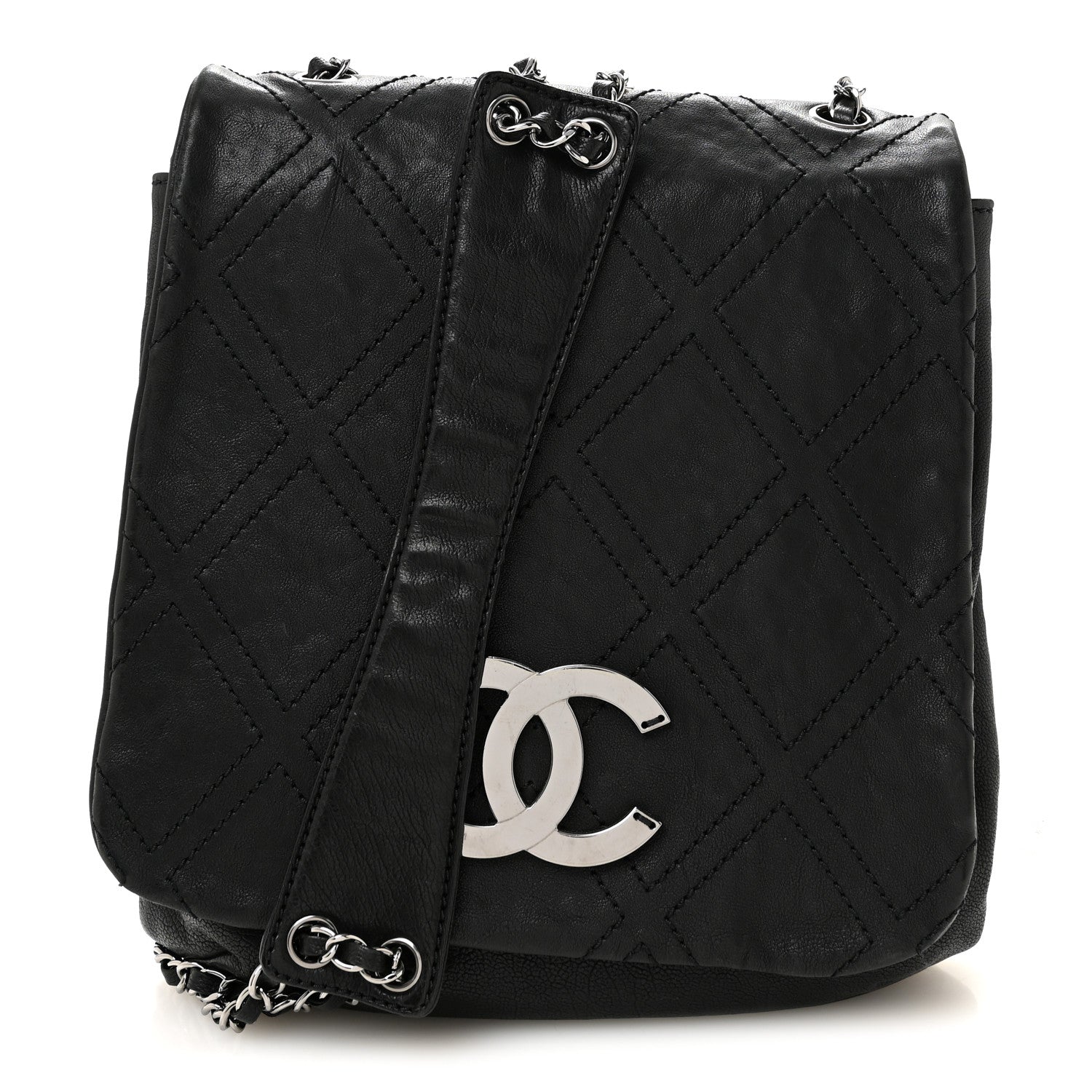 Chanel Calfskin Diamond Stitch Large Messenger Black 1 of 15
