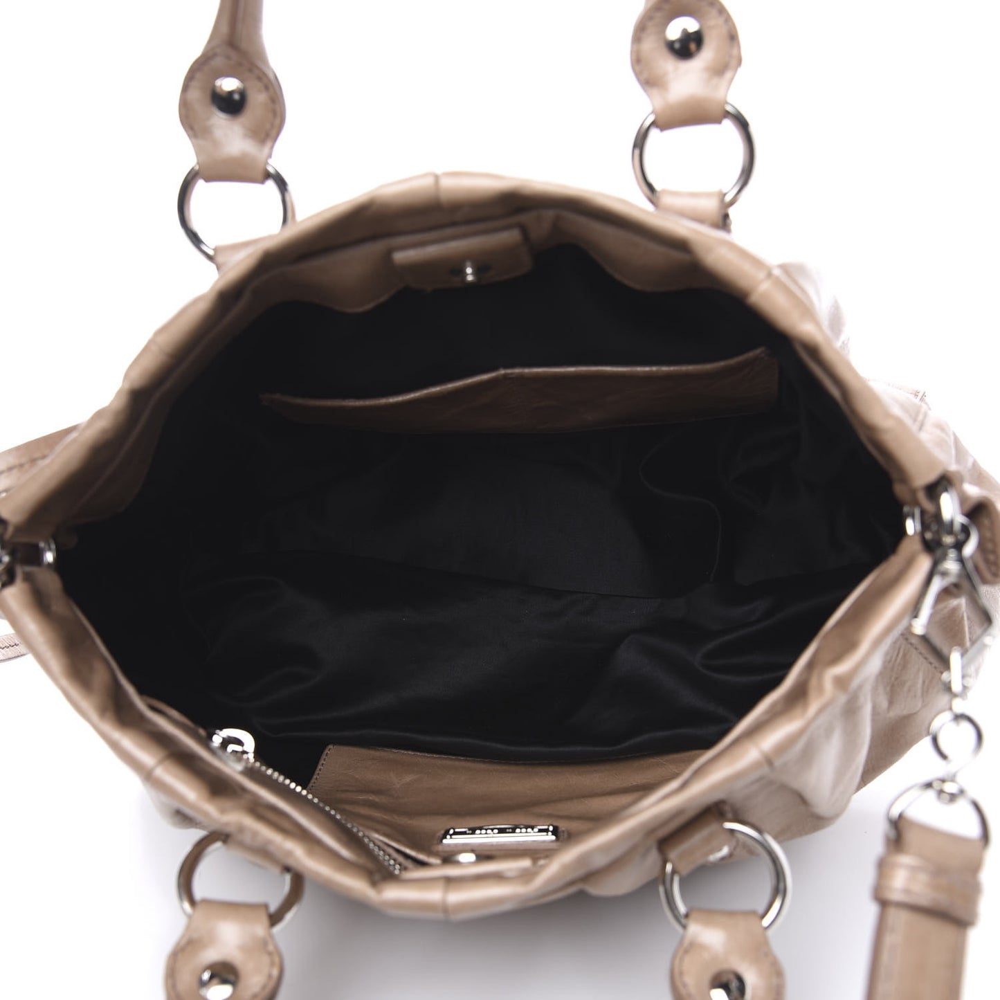 Vitello Shine Top Handle Satchel Cammeo