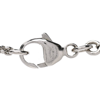 Chanel Crystal Pearl Twisted CC Drop Necklace Silver 4 of 5