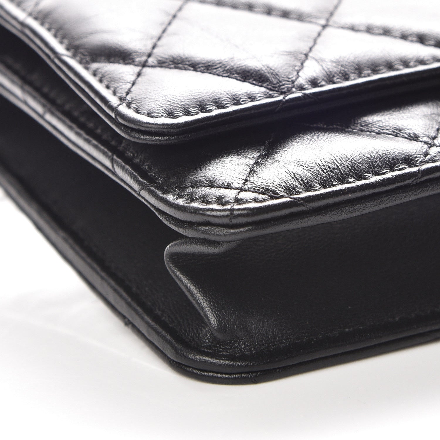 Chanel Aged Calfskin Quilted Reissue Wallet On Chain WOC So Black 9 of 11