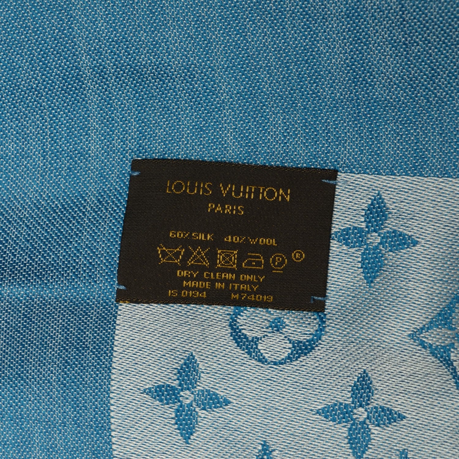 Louis Vuitton Silk Wool Monogram Denim Shawl Bleuet 5 of 6