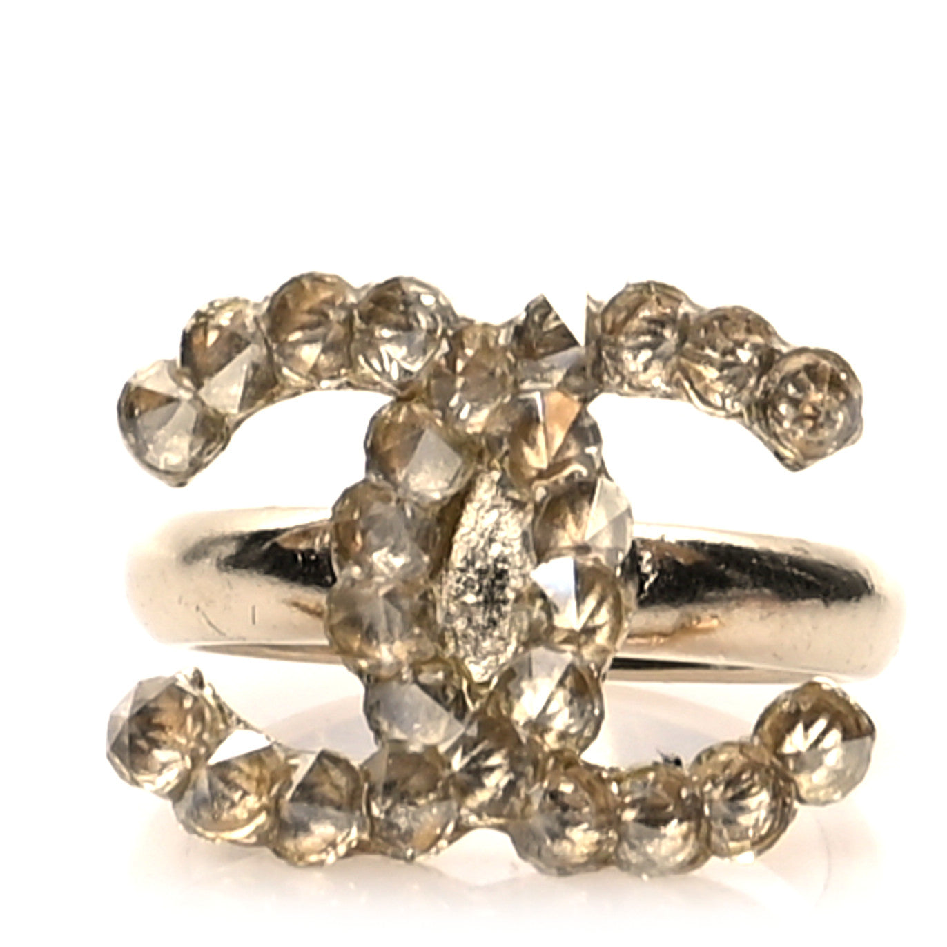 Metal Crystal CC Ring 6.25 Gold
