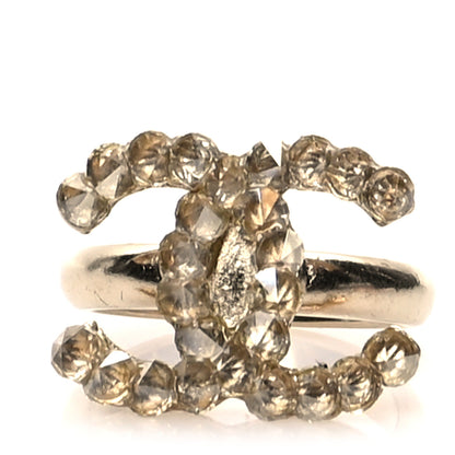 Chanel Metal Crystal CC Ring 6.25 Gold 1 of 4