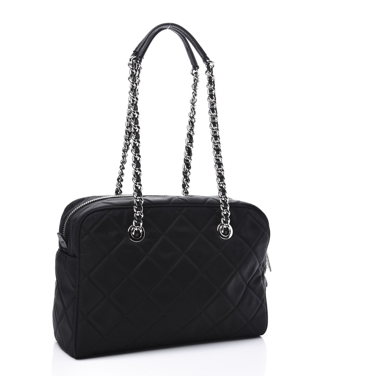 Nylon Tessuto Impuntu Quilted Shoulder Bag Black