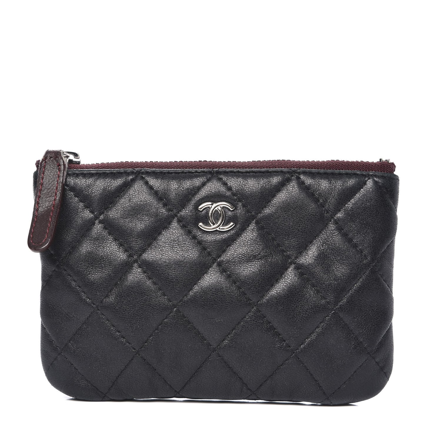 Lambskin Quilted Small Cosmetic Case Black