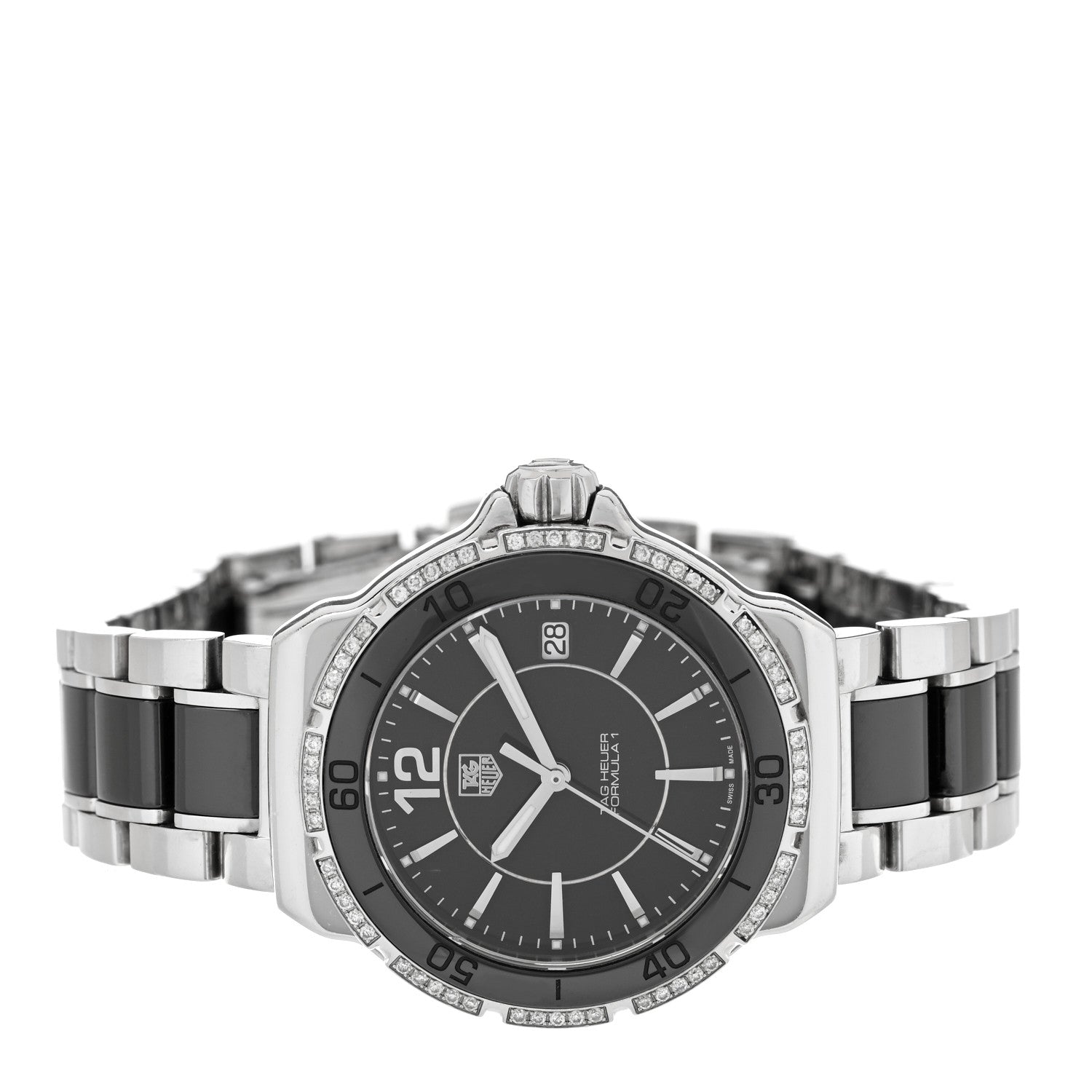 Tag Heuer Stainless Steel Ceramic Diamond Bezel 34mm Formula 1 Lady Quartz Watch Black WAH1212 2 of 6