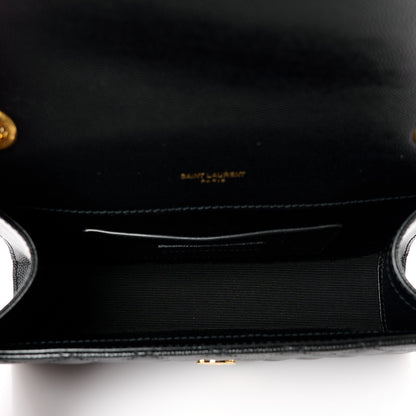 Saint Laurent Grain De Poudre Textured Mixed Matelasse Triquilt Small Monogram Satchel Black 5 of 11