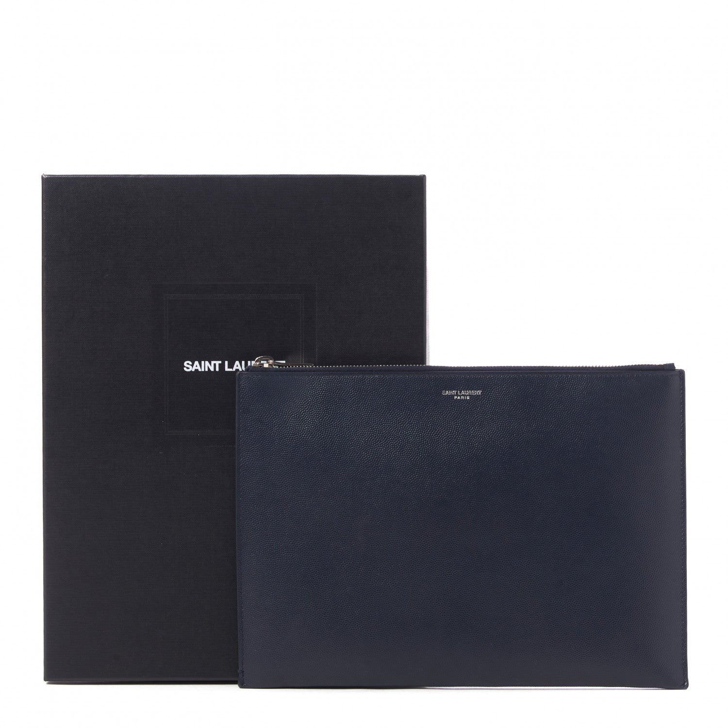 Saint Laurent Grain De Poudre Zipped Tablet Holder Marine 8 of 8