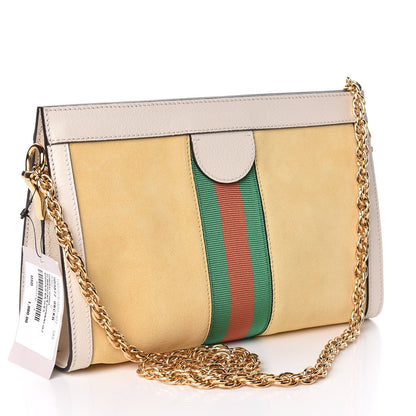 Gucci Suede Calfskin GG Web Small Ophidia Chain Shoulder Bag Burro New Mystic White 3 of 10