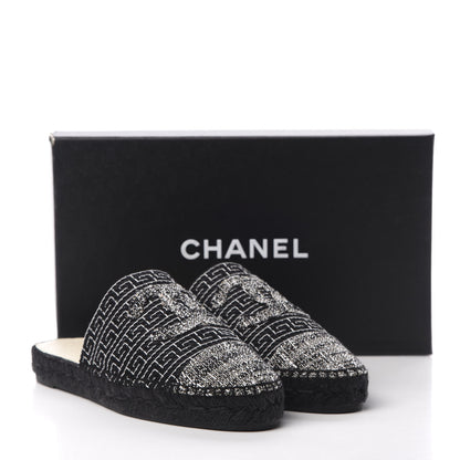Chanel Tweed CC Espadrilles Mule 38 Black 10 of 10