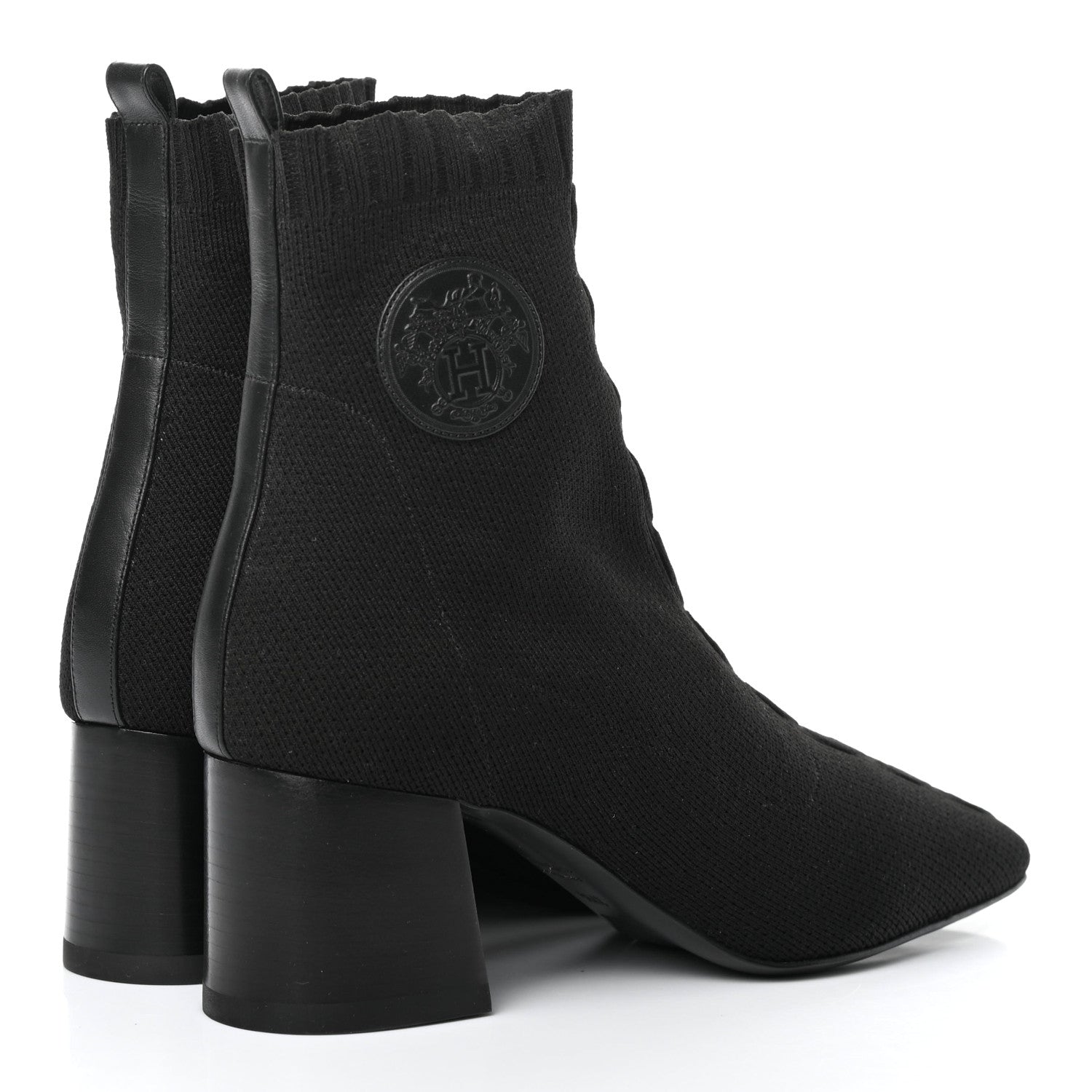 Hermes Knit Calfskin Volver Ankle Boots 37.5 Black 4 of 8