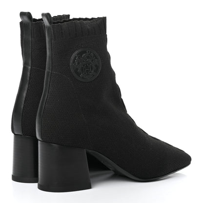 Hermes Knit Calfskin Volver Ankle Boots 37.5 Black 4 of 8
