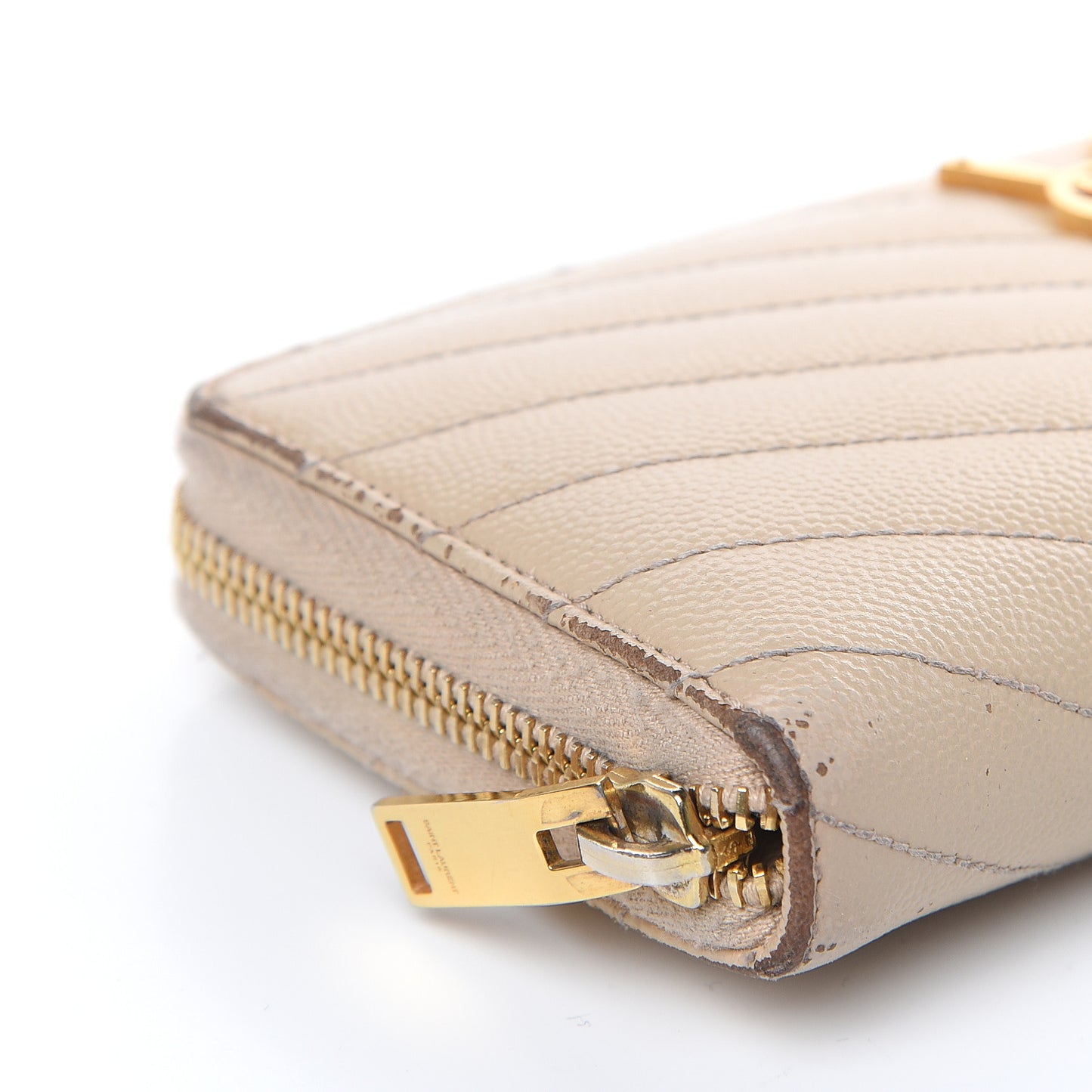 Grain De Poudre Matelasse Chevron Monogram Zip Around Wallet Nude Powder