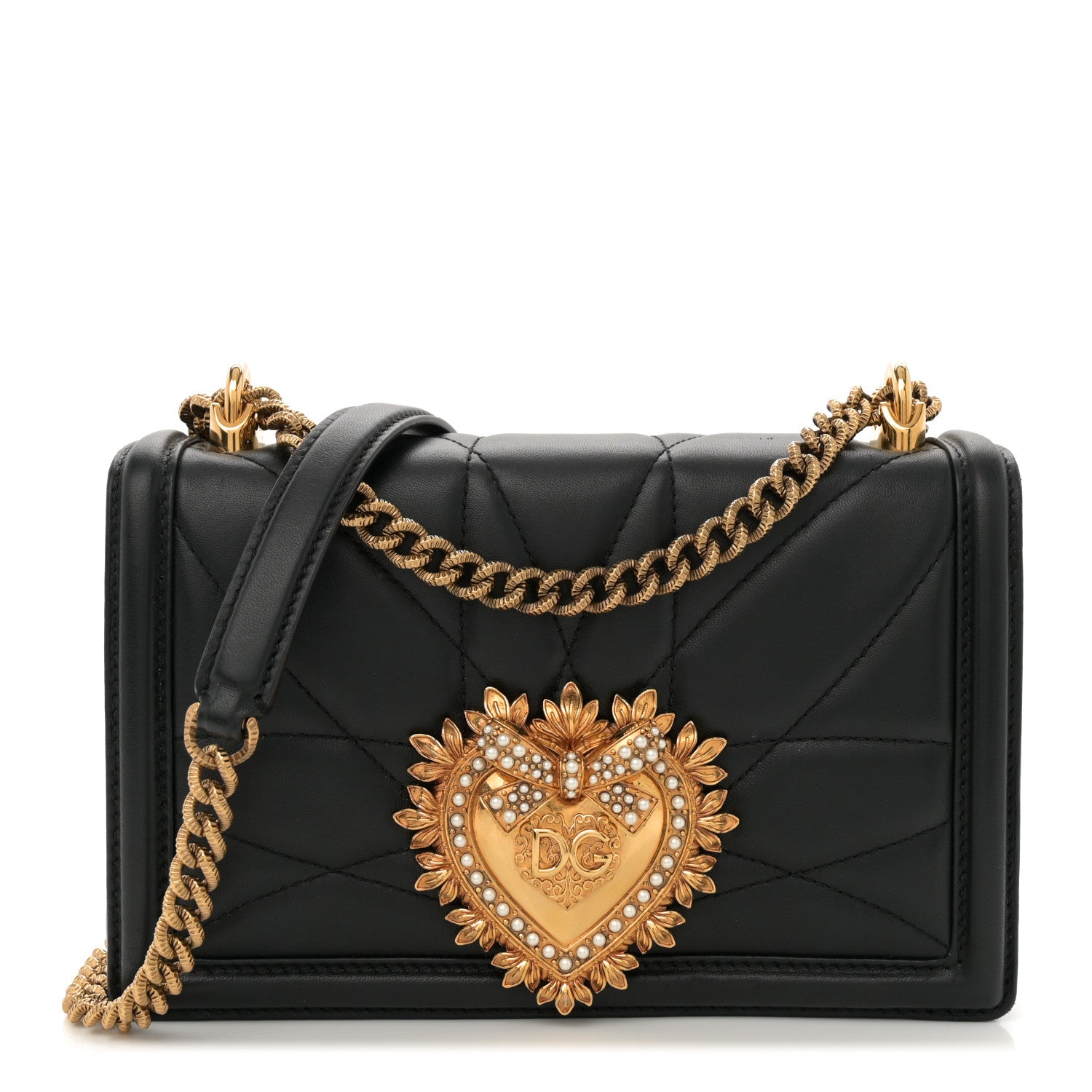 Dolce & Gabbana Calfskin Medium Devotion Crossbody Bag Black 1 of 12
