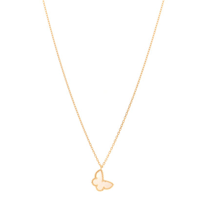 Van Cleef & Arpels 18K Yellow Gold Mother of Pearl Sweet Alhambra Butterfly Pendant Necklace 1 of 6
