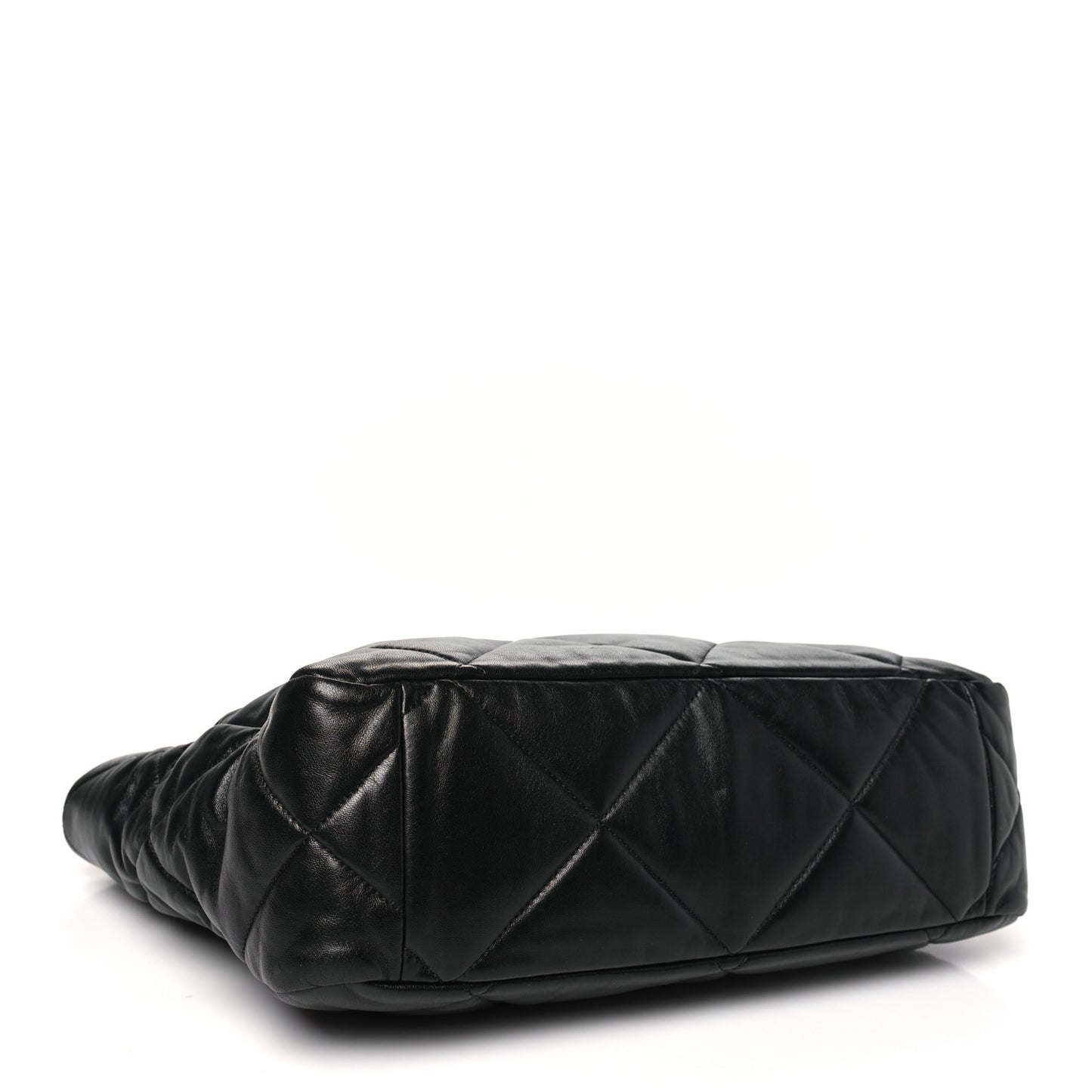 Lambskin Quilted Chanel 19 East West Shopping Bag Black