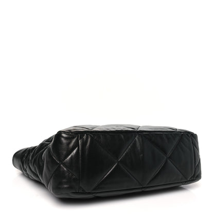 Chanel Lambskin Quilted Chanel 19 East West Shopping Bag Black 4 of 10